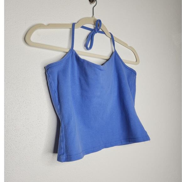 Vintage Blue Tank Top Halter Top Crop Androgyne Fairy Whimsy Going Out - Picture 2 of 4
